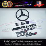 E53 COUPE AMG TURBO 4MATIC+ Rear Star Emblem Black Badge Combo Set for Mercedes C238 Convertible Cabriolet