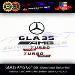 GLA35 AMG TURBO 4MATIC Rear Star Emblem Black Badge Combo Set for Mercedes H247 SUV