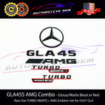 GLA45 AMG TURBO 4MATIC+ PLUS Rear Star Emblem Black Badge Combo Set for Mercedes H247 SUV 2021+