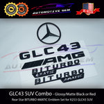 GLC43 SUV AMG BITURBO 4MATIC Rear Star Emblem Black Badge Combo Set for Mercedes X253 G A2538174800  G A2538175000  G A2058172501  G A2058172601  G A2538170016