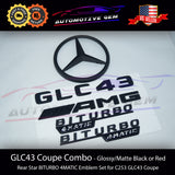 GLC43 COUPE AMG BITURBO 4MATIC Rear Star Emblem Black Badge Combo Set for Mercedes C253 G A2538174900  G A2538175100  G A2058172501  G A2058172601   G A0998108500