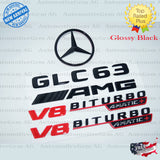 GLC63S AMG V8 BITURBO 4MATIC+ PLUS Rear Star Emblem Black Badge Combo Set for Mercedes X253 SUV