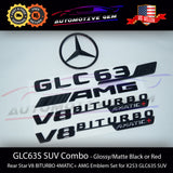 GLC63S AMG V8 BITURBO 4MATIC+ PLUS Rear Star Emblem Black Badge Combo Set for Mercedes X253 SUV G A2538174000  G A2538175000  G A2138179900  G A1678176600  G A2538170016