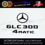 GLC300 SUV 4MATIC Rear Star Emblem Black Badge Logo Set Mercedes X254 2023+ G A2548170100  G A2548172200  G A2548172700