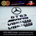 GT63S AMG V8 BITURBO 4MATIC+ PLUS Rear Star Emblem Black Badge Combo Set for Mercedes X290 COUPE G A2908171400  G A2908171300  G A2908171000  G A2138179900  G A1678176600  G A2908100300