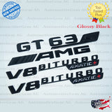 GT63S AMG V8 BITURBO 4MATIC+ PLUS Rear Star Emblem Black Badge Combo Set for Mercedes X290 COUPE