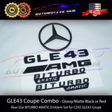 GLE43 COUPE AMG BITURBO 4MATIC Rear Star Emblem Black Badge Combo Set for Mercedes C292 G A1668176400  G A2928172800  G A1668177300  G A1668176300  G A1668176600  G A1668176500  G A2928100000