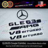 GLE63S COUPE AMG V8 BITURBO Rear Star Emblem Black Badge Combo Set for Mercedes C292 2016-2019 G A1668176100  G A1668176300  G A1668175900  G A1668176000  G A2928172300  G A2218171715  G A1668172915  G A2928174000  G A2928100000