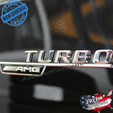 OEM TURBO AMG Emblem Fender CHROME Badge Logo Sticker for Mercedes CLA45 GLA45 A45