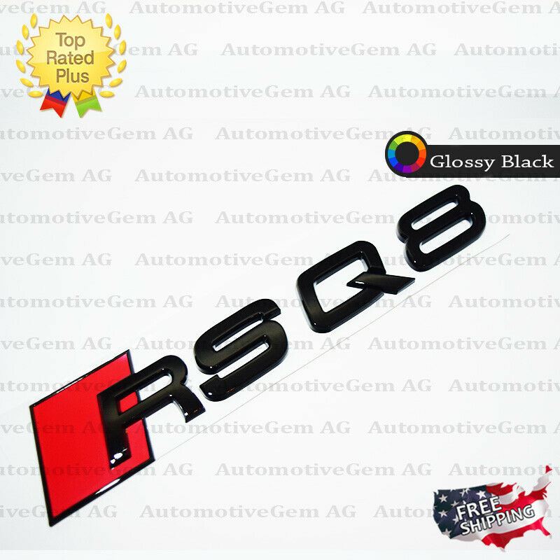 Audi RSQ8 Emblem GLOSS BLACK Rear Trunk Lid Letter Badge S Line Logo N ...