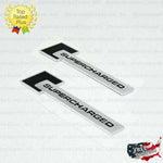 Audi Supercharged Emblem Side Fender Badge Logo Black Silver Sticker Pair OEM