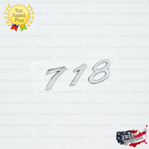 718 Emblem Chrome Silver Logo Script Badge Trunk Lid Nameplate for Porsche OEM