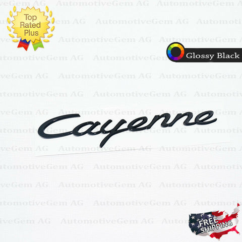 Cayenne Emblem Glossy Black Logo Script Badge Trunk Lid Nameplate Porsche OEM