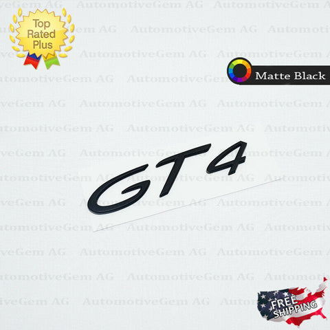 GT4 Emblem Matte Black Logo Letter Badge Trunk Lid Nameplate for Porsche OEM