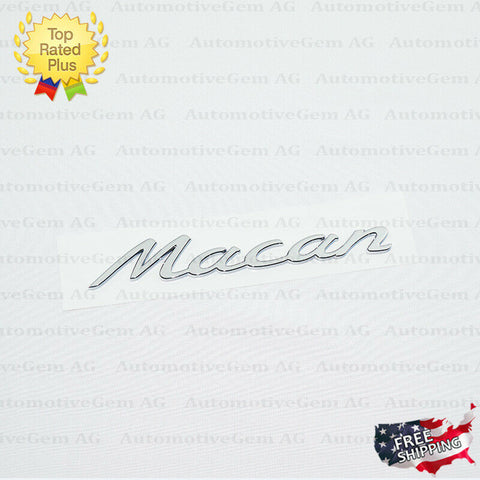 Macan Emblem Silver Chrome Logo Script Badge Trunk Lid Nameplate for Porsche OEM