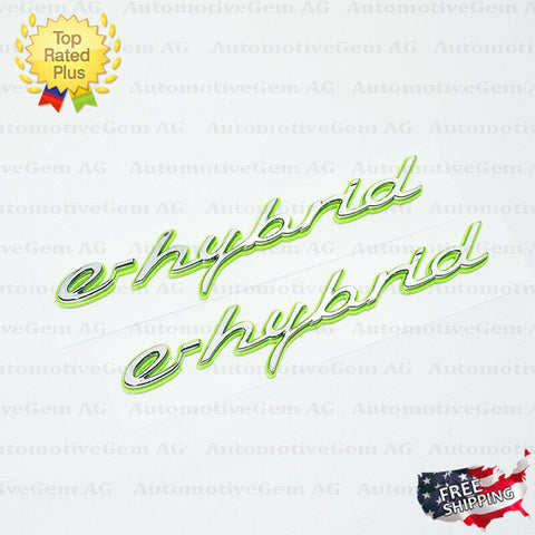E-hybrid Emblem Green Silver Chrome Fender Logo Letter Nameplate for Porsche OE