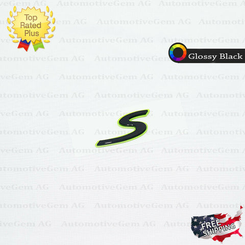 S Emblem Hybrid Green Glossy Black Trunk Logo Letter Nameplate for Porsche OEM