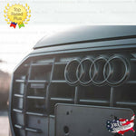 AUDI Q8 BLACK Front Grille Emblem & Rear Trunk Ring S Line quattro Logo Badge Kit