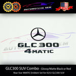 GLC300 4MATIC Rear Star Emblem Black Letter Badge Logo Combo Set for AMG Mercedes X253 SUV