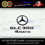 GLC300 COUPE 4MATIC Rear Star Emblem Black Letter Badge Logo Combo Set for AMG Mercedes C253 A0998108500