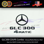 GLC300 COUPE 4MATIC Rear Star Emblem Black Letter Badge Logo Combo Set for AMG Mercedes C253
