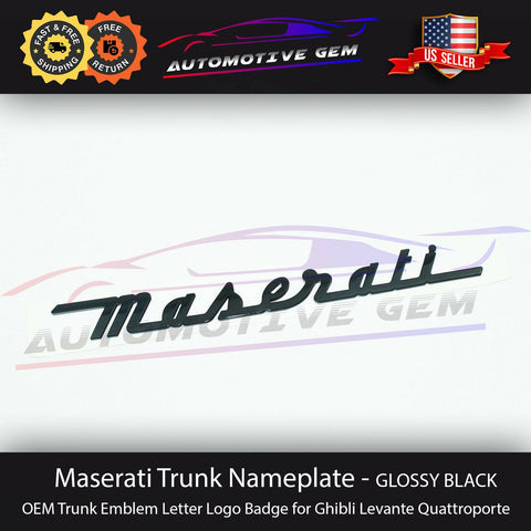 Maserati Trunk Nameplate Emblem Glossy Black Letter Logo Badges Ghibli OEM