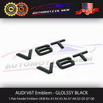 Audi V6T Emblem Gloss Black OEM Side Fender Badge A4 A5 A6 A7 S4 S5 S6 Q5 Q7 TT