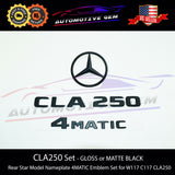 CLA250 4MATIC Rear Star Emblem Black Letter Badge Logo Combo Set for AMG Mercedes C117 W117 2014-2019