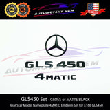 GLS450 4MATIC Rear Star Emblem Black Letter Badge Logo Combo Set for AMG Mercedes X166 2017-2019 A1668170116