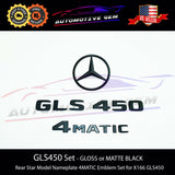 GLS450 4MATIC Rear Star Emblem Black Letter Badge Logo Combo Set for AMG Mercedes X166 2017-2019