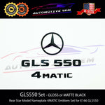 GLS550 4MATIC Rear Star Emblem Black Letter Badge Logo Combo Set for AMG Mercedes X166 2017-2019 A1668170116