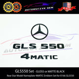 GLS550 4MATIC Rear Star Emblem Black Letter Badge Logo Combo Set for AMG Mercedes X166 2017-2019