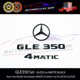 GLE350 4MATIC Rear Star Emblem Black Letter Badge Logo Combo Set for AMG Mercedes W166 SUV 2016-2019 A1668170016