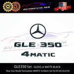 GLE350 4MATIC Rear Star Emblem Black Letter Badge Logo Combo Set for AMG Mercedes W166 SUV 2016-2019