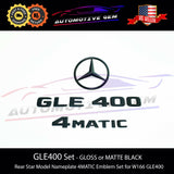 GLE400 4MATIC Rear Star Emblem Black Letter Badge Logo Combo Set for AMG Mercedes W166 SUV 2016-2019 A1668170016
