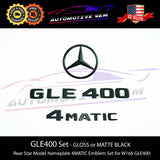 GLE400 4MATIC Rear Star Emblem Black Letter Badge Logo Combo Set for AMG Mercedes W166 SUV 2016-2019