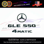 GLE550 4MATIC Rear Star Emblem Black Letter Badge Logo Combo Set for AMG Mercedes W166 SUV 2016-2019