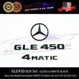 GLE450 4MATIC Rear Star Emblem Black Letter Badge Logo Combo Set for AMG Mercedes V167 SUV 2020+ A1678171200