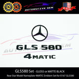 GLS580 4MATIC Rear Star Emblem Black Letter Badge Logo Combo Set for AMG Mercedes X167 2020+A1678171300
