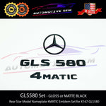 GLS580 4MATIC Rear Star Emblem Black Letter Badge Logo Combo Set for AMG Mercedes X167 2020+