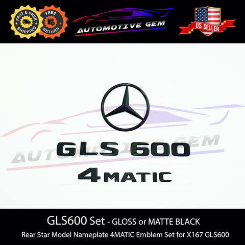 GLS600 4MATIC Rear Star Emblem Black Letter Badge Logo Combo Set for AMG Mercedes X167 2020+ A1678171300