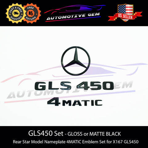 GLS450 4MATIC Rear Star Emblem Black Letter Badge Logo Combo Set for AMG Mercedes X167 2020+ A1678171300