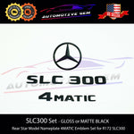 SLC300 4MATIC Rear Star Emblem Black Letter Badge Logo Combo Set for AMG Mercedes R172 Convertible Roadster A1728170016