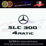 SLC300 4MATIC Rear Star Emblem Black Letter Badge Logo Combo Set for AMG Mercedes R172 Convertible Roadster