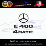 E400 4MATIC Rear Star Emblem Black Letter Badge Logo Combo Set for AMG Mercedes W212 Sedan A2128170016