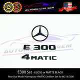 E300 4MATIC Rear Star Emblem Black Letter Badge Logo Set for AMG Mercedes W213 2017+ A2138170116