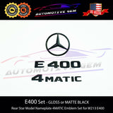 E400 4MATIC Rear Star Emblem Black Letter Badge Logo Set for AMG Mercedes W213 Sedan 2017+ A2138170116