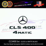 CLS400 4MATIC Rear Star Emblem Black Letter Badge Logo Combo Set for AMG Mercedes W218 A2188170016
