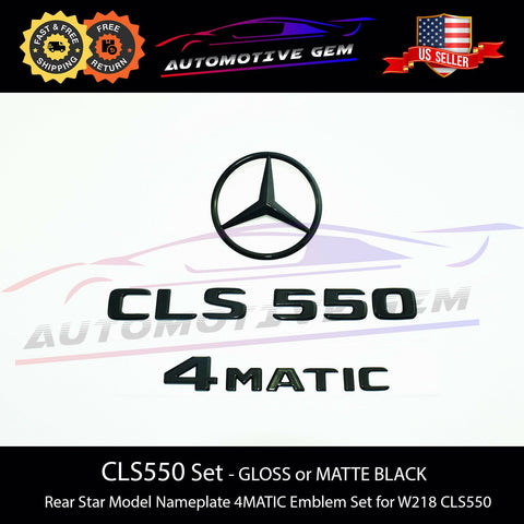 CLS550 4MATIC Rear Star Emblem Black Letter Badge Logo Combo Set for AMG Mercedes W218 A2188170016