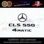 CLS550 4MATIC Rear Star Emblem Black Letter Badge Logo Combo Set for AMG Mercedes W218